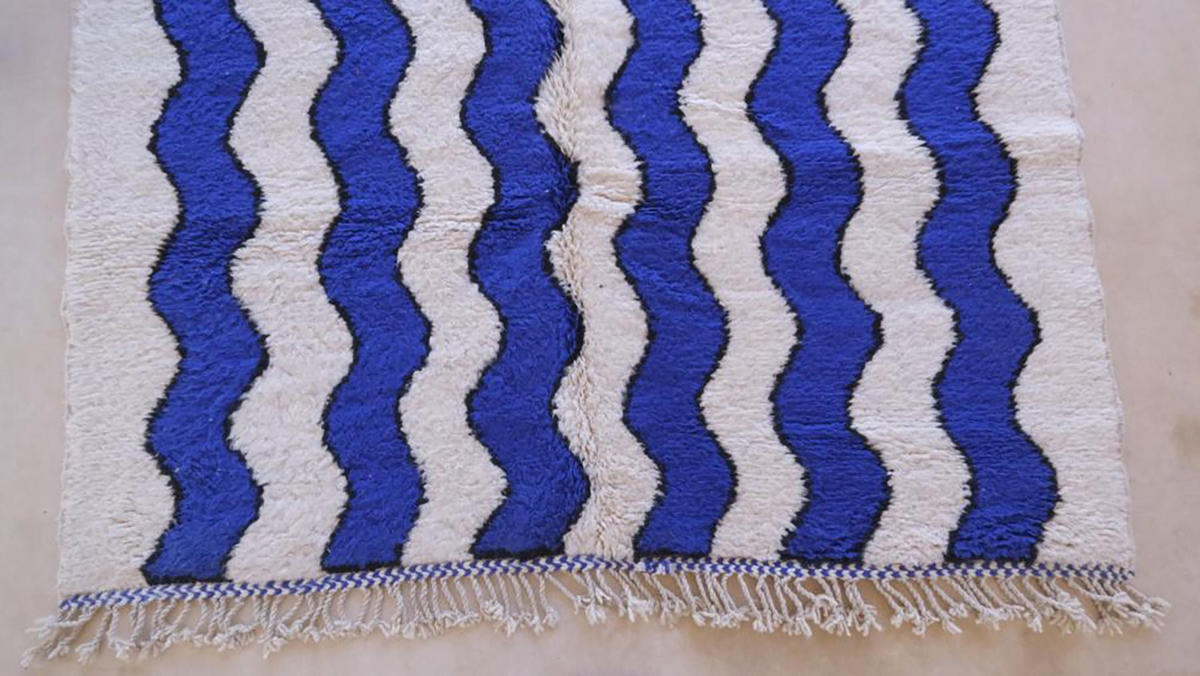 BERBERTEPPICH aus Marokko modern aus Wolle blau - Blau, Naturmaterialien (200/293cm) - AFK Living