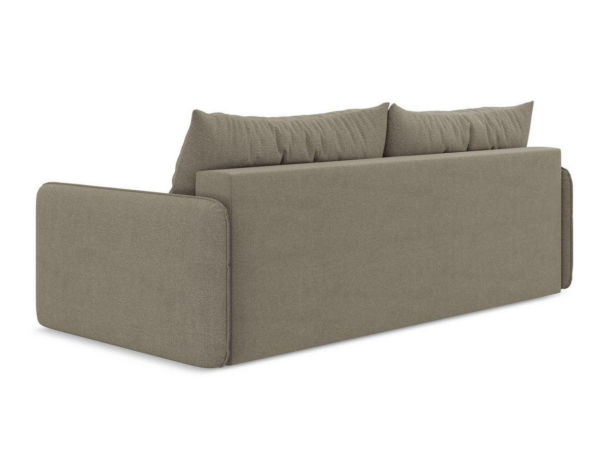 3-SITZER SOFA mit Schlaffunktion Strukturstoff Stoff Beige - Beige/Schwarz, Kunststoff/Textil (216/86/105cm) - Makamii