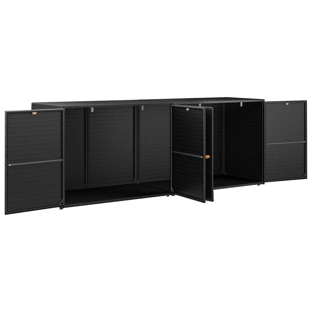 GARTENSCHRANK Schwarz 198/55,5/80 Cm Poly Rattan - Schwarz, Holzwerkstoff (55.5/80/198cm) - vidaXL