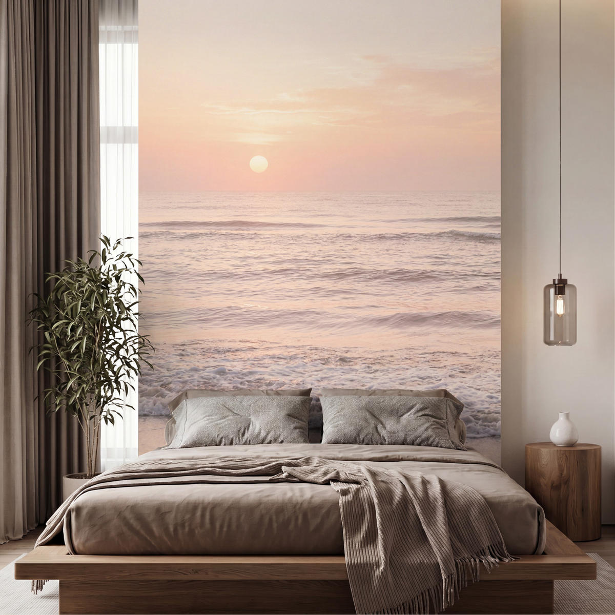 TAPETE - Sonne - Strand - Rosa - 200x300 cm - Hellrosa, Papier (200/300cm) - OnlyWow