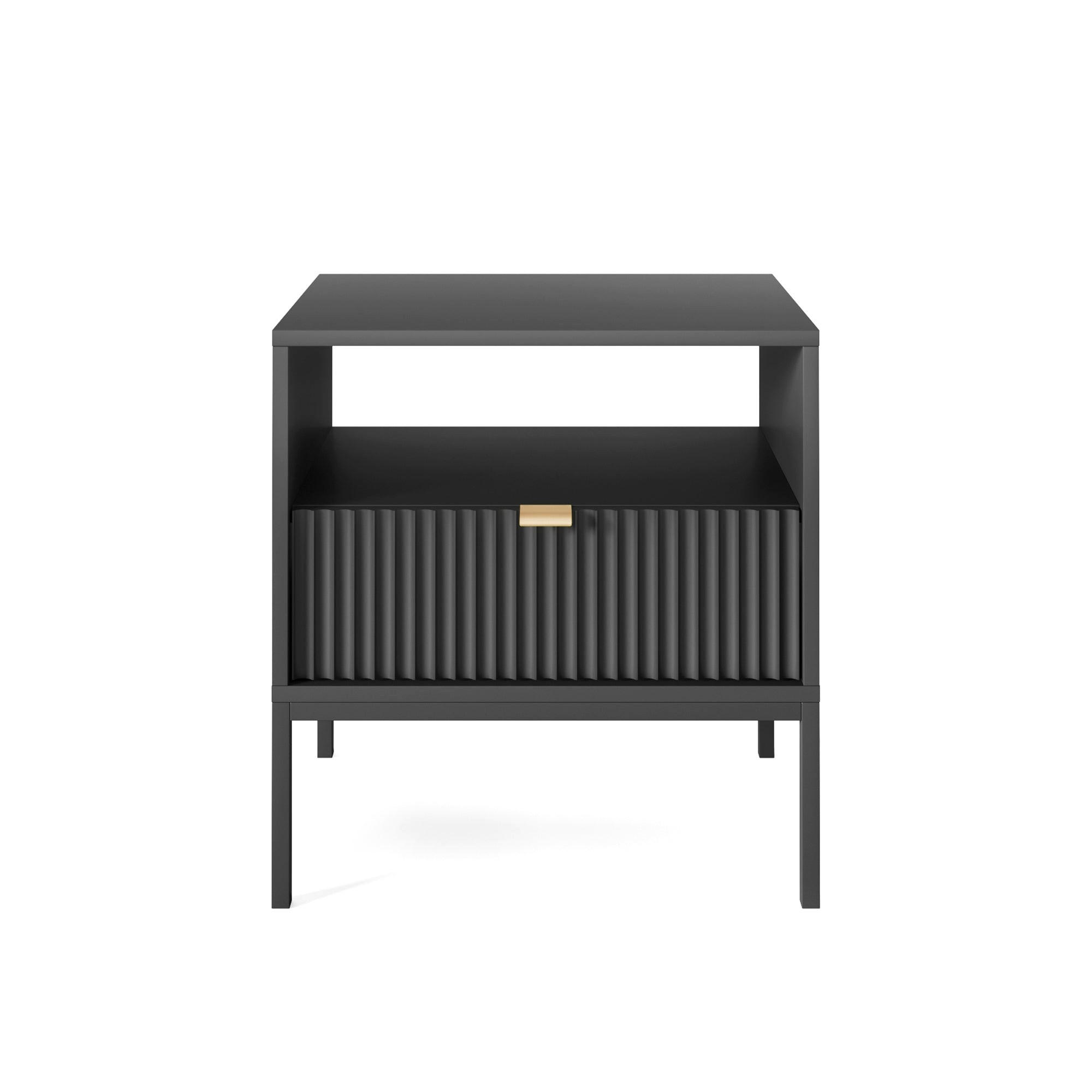 NACHTTISCH Vellore Schwarz mit goldenem Griff 54 cm - Goldfarben/Schwarz, Holzwerkstoff/Metall (54/56/39cm) - Selsey