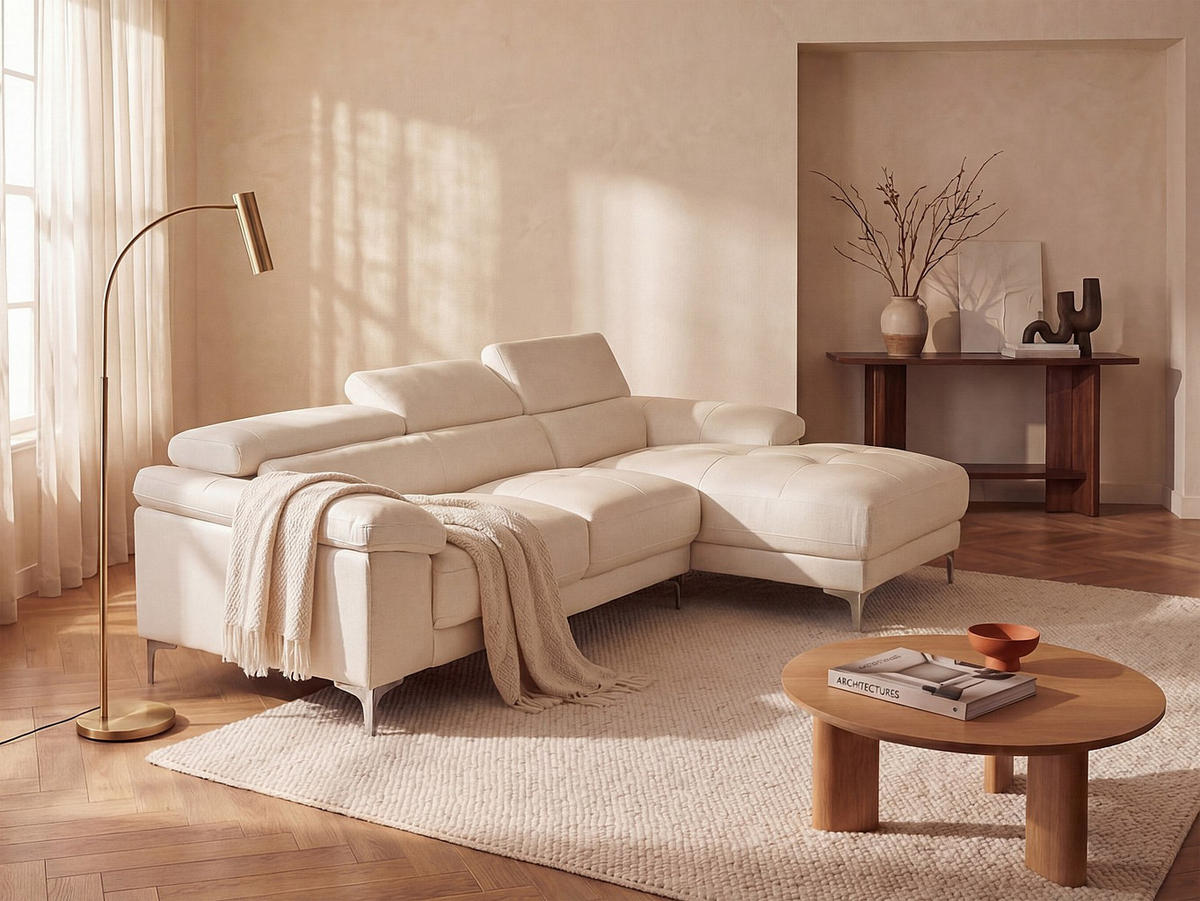 SOFA ohne Schlafmöglichkeit - 4 Personen - Leder - Weiß - - Weiß, Leder (265/73/167cm) - Vente-Unique