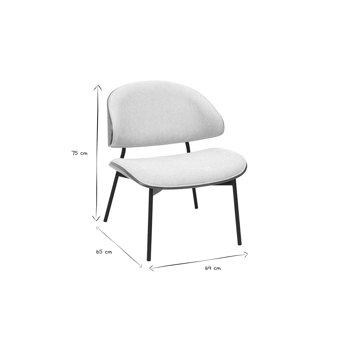 SESSEL in beige Textur-Samtstoff, dunkles Holz und schwarzes Metall FABULO - Beige/Braun, Textil (65/75/64cm) - Miliboo