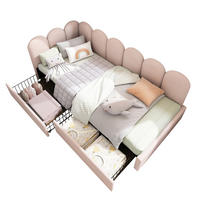SAMT-POLSTERBETT 90/200 cm in Rosa mit 2 Schubladen und gepolstertem Kopfteil - Rosa, Textil (90/200cm) - BEAOK
