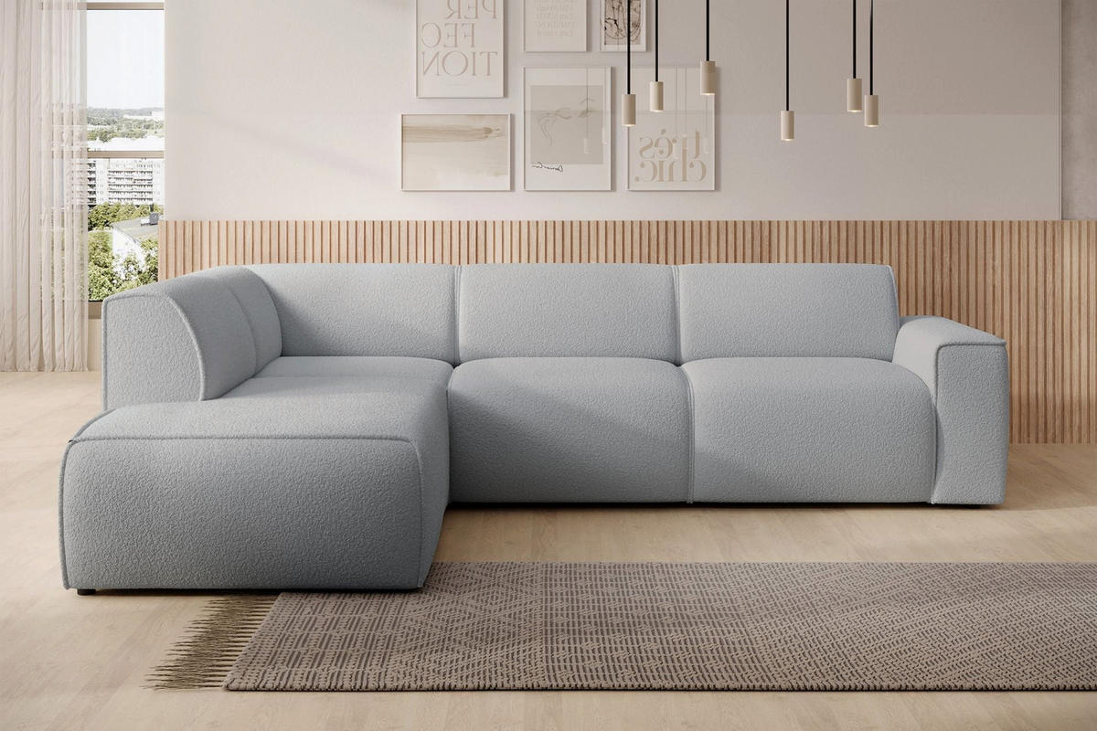 ECKSOFA Bouvi Hellgrau links - Hellgrau/Schwarz, Kunststoff/Textil (292/220cm) - Selsey
