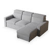 ECKSOFA PADWA Hellgrau Kordstoff mit Schlaffunktion - Hellgrau, Holz (227/168cm) - MASSENO