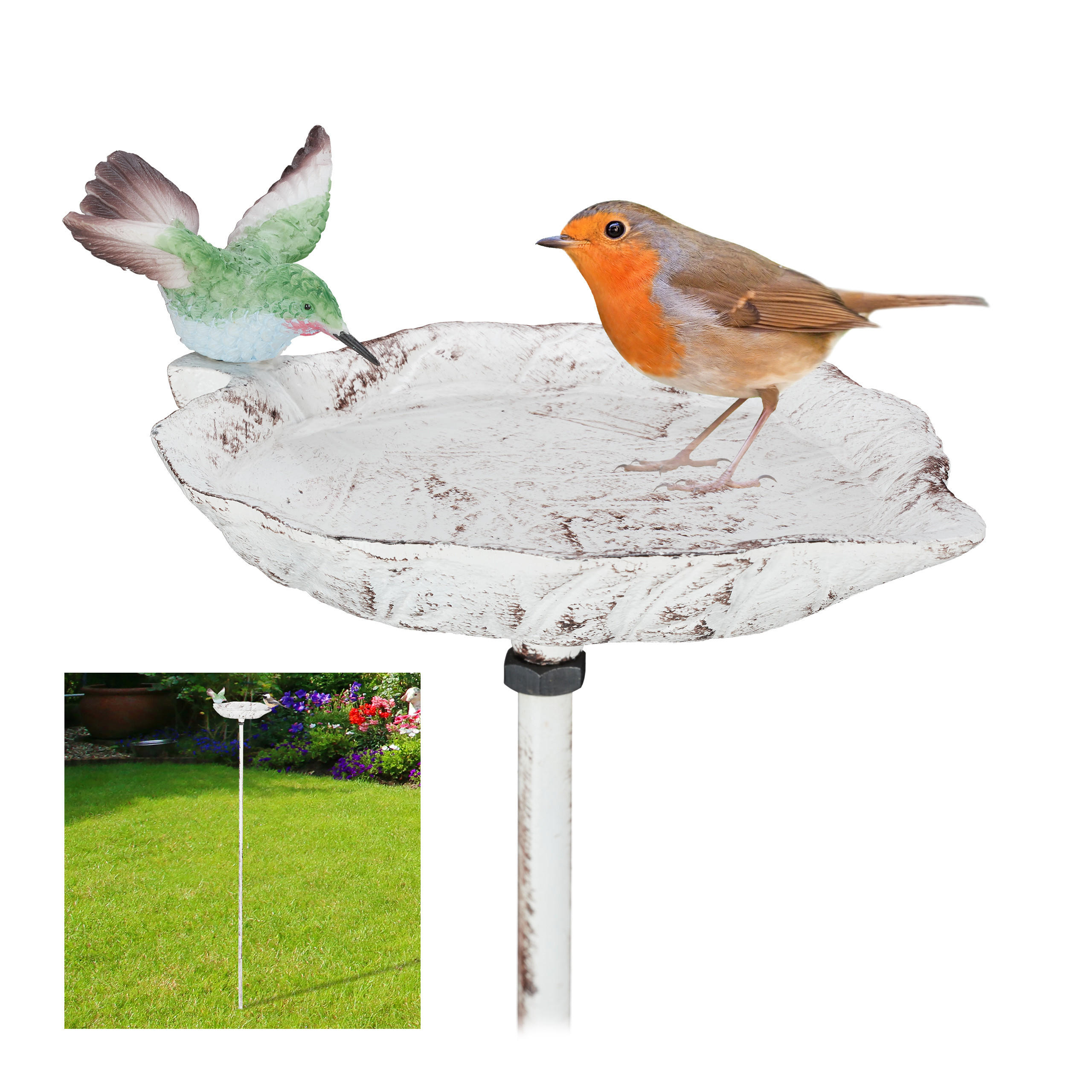 VOGELTRÄNKE - Weiß, Kunststoff/Metall (18.5/100/13cm) - Relaxdays