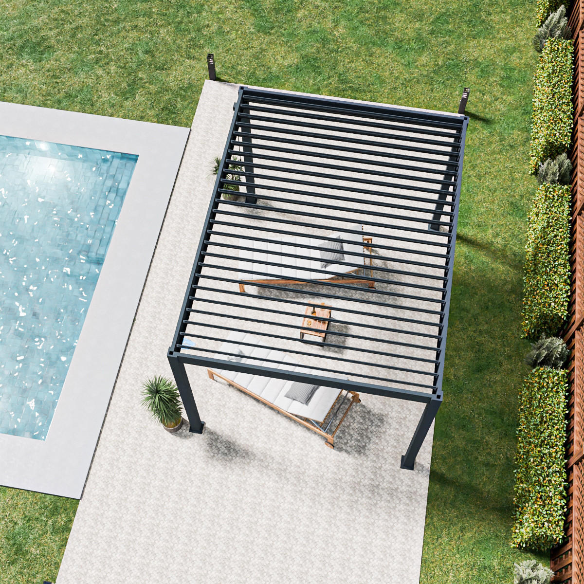 PERGOLA Terrassenüberdachung Trumpf | Alu-Stahl | Lamellendach | 3 x 4 M | anthrazit | freistehend - Anthrazit, Metall (400/255/300cm) - PergoLine