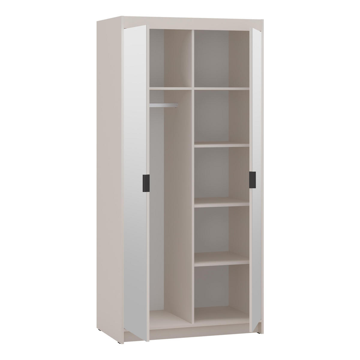 KLEIDERSCHRANK Storicos Beige 89,7/190,5/53 cm - 2T Modern mit Spiegel - Beige, Holzwerkstoff/Kunststoff (89.7/190.5/53cm) - AX Living