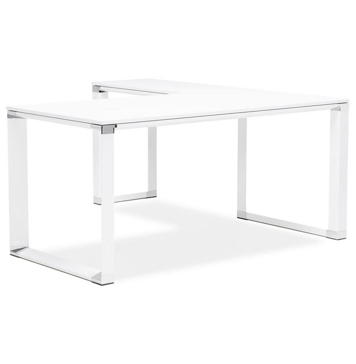 ECKSCHREIBTISCH Holz Metall Chromakzente KERIX, Weiß 170x160x74 cm - Weiß, Holz/Metall (160/170/74cm) - KADIMA DESIGN