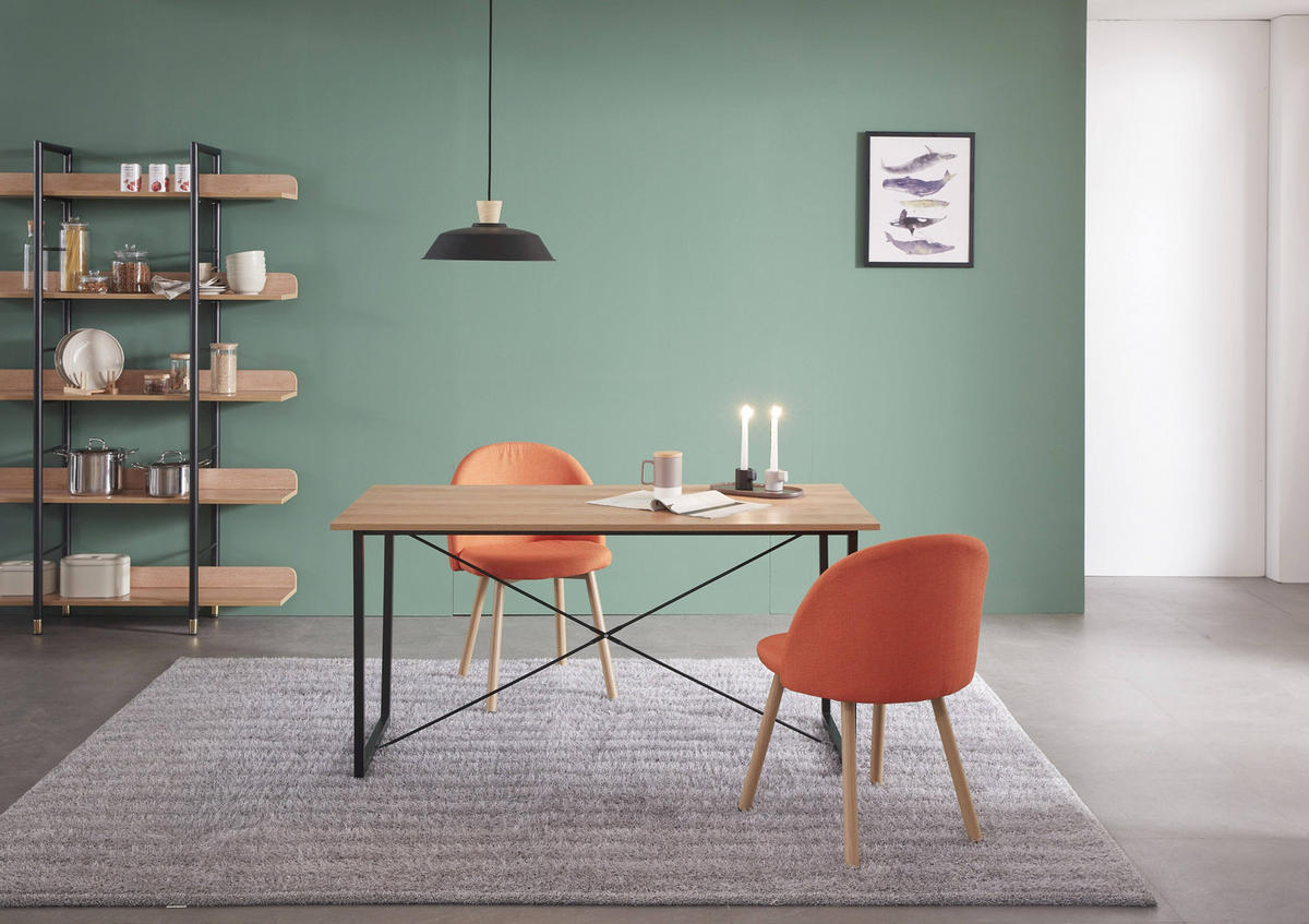 ESSZIMMERTISCH JOONA - 140x70 cm - MDF mit Akazie-Dekor, Gestell Metall - Naturfarben, Metall (70/140/73cm) - TPFLiving