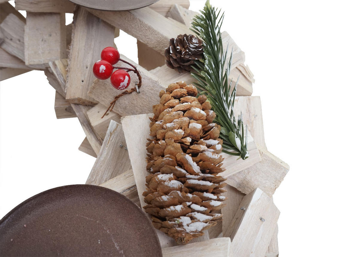 ADVENTSKRANZ RUND HOLZ KERZEN ROT Weiß, Rot - Rot/Weiß, Holz (40/10cm) - MCW