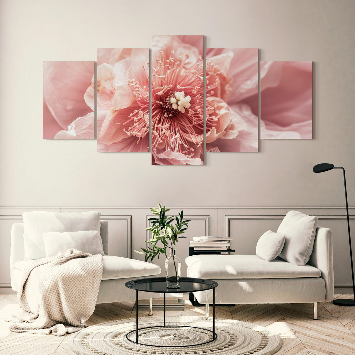 LEINWANDBILD Magnolie 5-tlg. 200x100 cm - Multicolor, Holz (200/100cm) - LUMASOUL