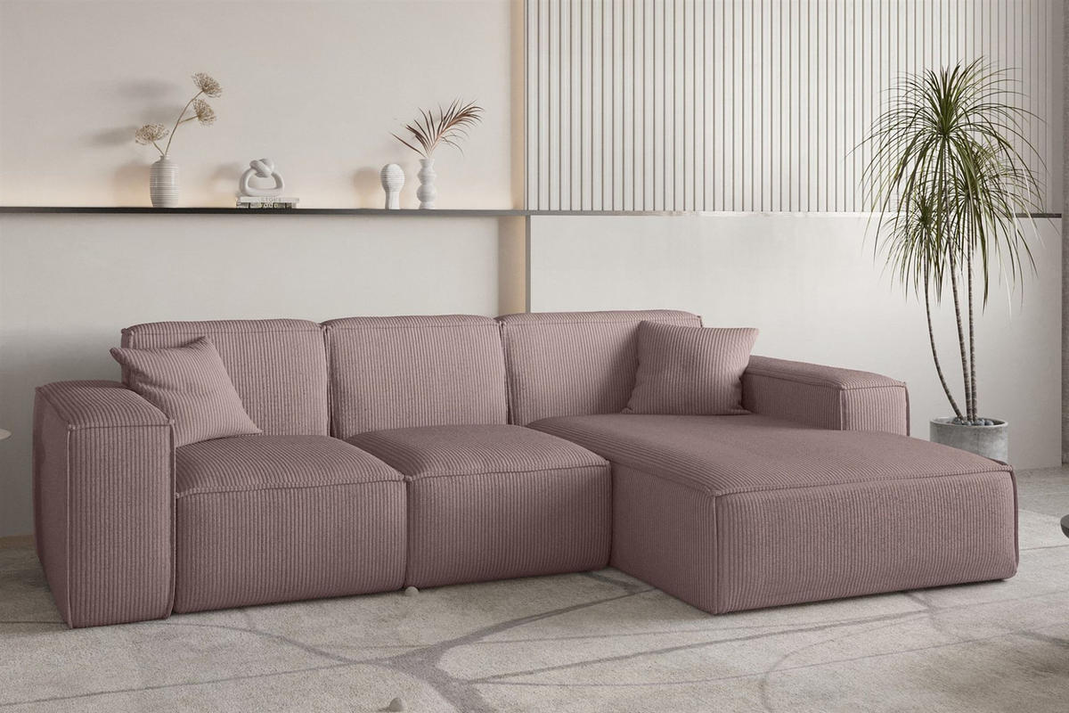 ECKSOFA Celes Premium Stoff Scala - Lila, Holzwerkstoff/Textil (266/165cm) - Fun Möbel