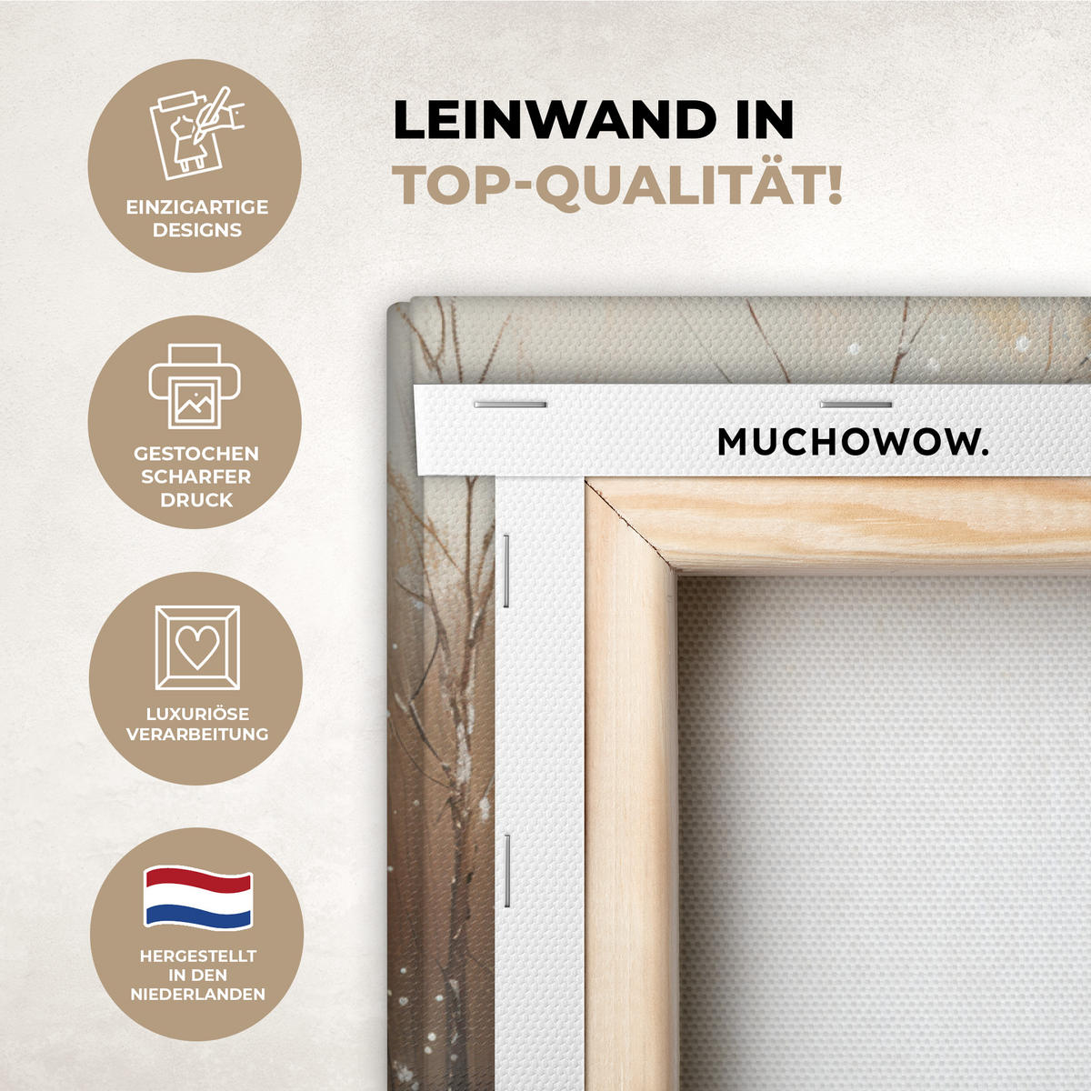 LEINWANDBILD Weihnachten - Zuhause - Winter - Schnee Wandbilder 80x60 cm - Creme, Textil (80/60cm) - MuchoWow