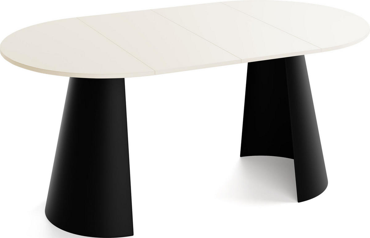 ESSTISCH Lamio runder ausziehbarer, Beige Cashmere 120-200/120/76 cm - Kaschmir/Schwarz, Holzwerkstoff/Metall (120/120/76cm) - WFL GROUP