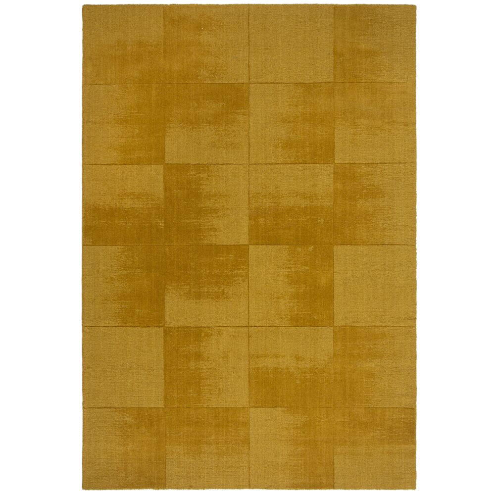 WOLLTEPPICH Karo-Design, handgeschnitzt SID, Gelb 200x290 cm - Gelb, Textil (200/290cm) - KADIMA DESIGN