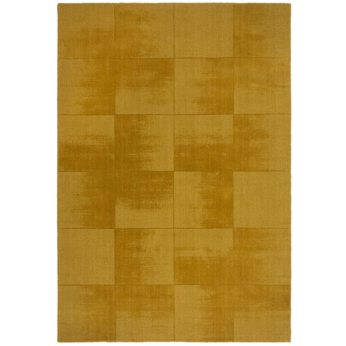 WOLLTEPPICH Karo-Design, handgeschnitzt SID, Gelb 200x290 cm - Gelb, Textil (200/290cm) - KADIMA DESIGN