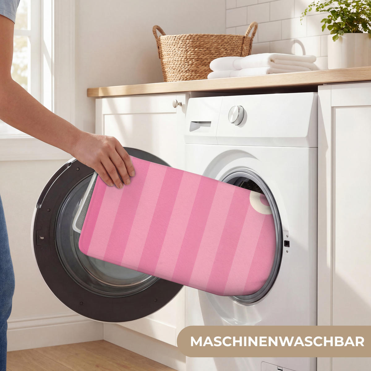 KOUPELNOVÁ PŘEDLOŽKA Pruhované - růžové - Chéri 120x60 cm - růžová, textil/plast (120/60cm) - OnlyWow