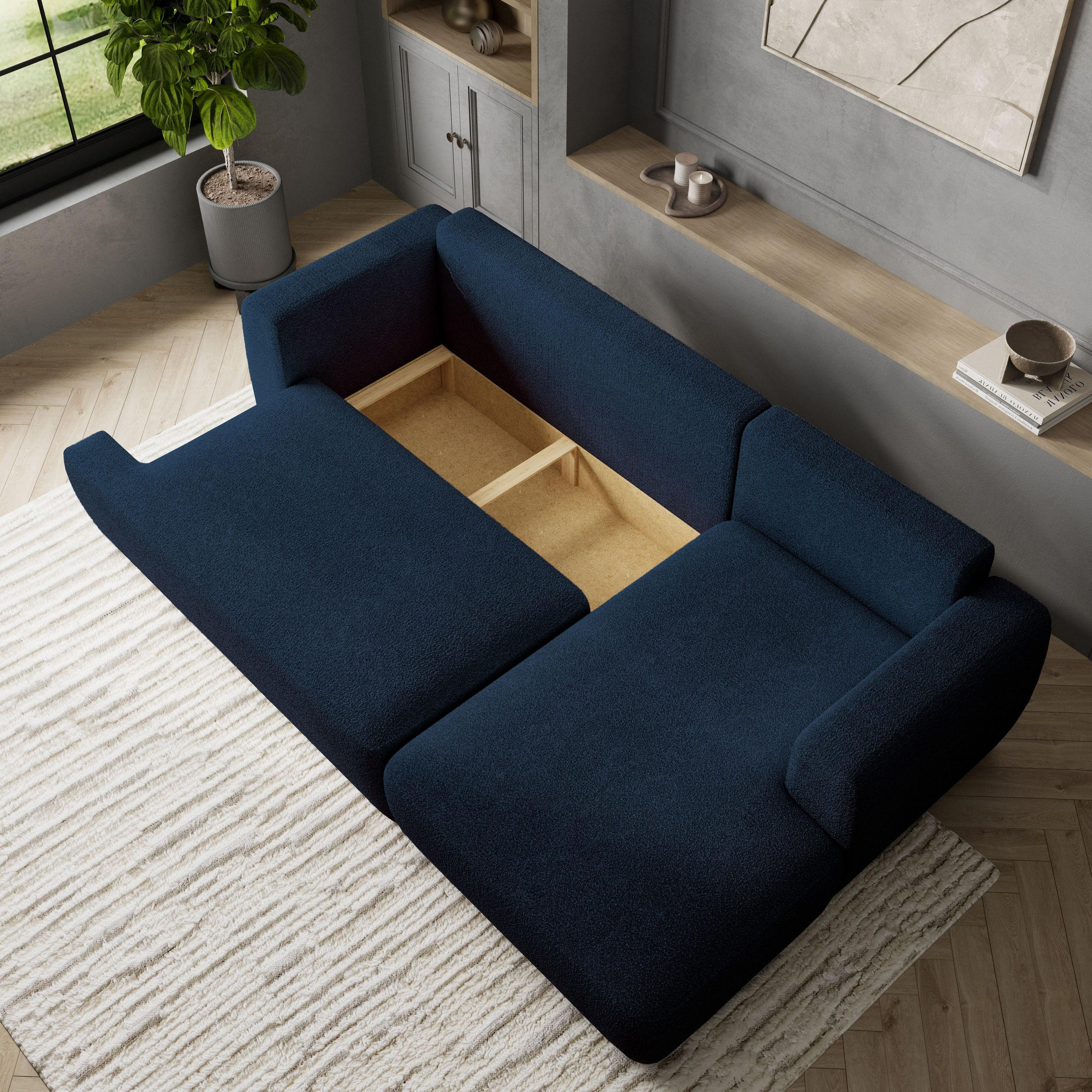 Thumbnail - Masseno Ecksofa, Blau, Textil, 3-Sitzer, L-Form,L-Form, 246x148 cm, Wohnzimmer, Sofas & Couches, Wohnlandschaften, Eckso...