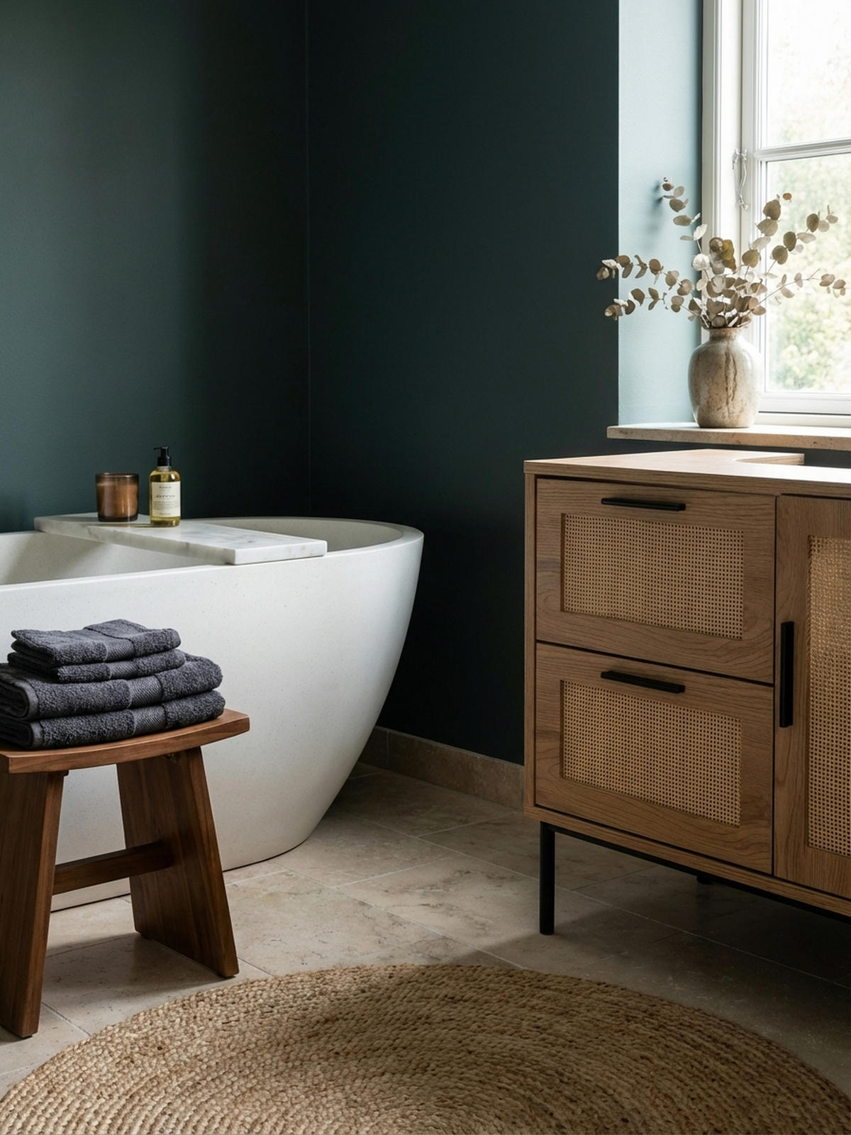 WASCHBECKENUNTERSCHRANK Eiche-Optik 60x60x40 cm mit Tür, Schubladen und Rattangeflecht - Schwarz/Braun, Holzwerkstoff/Metall (60/60/40cm) - KADIMA DESIGN