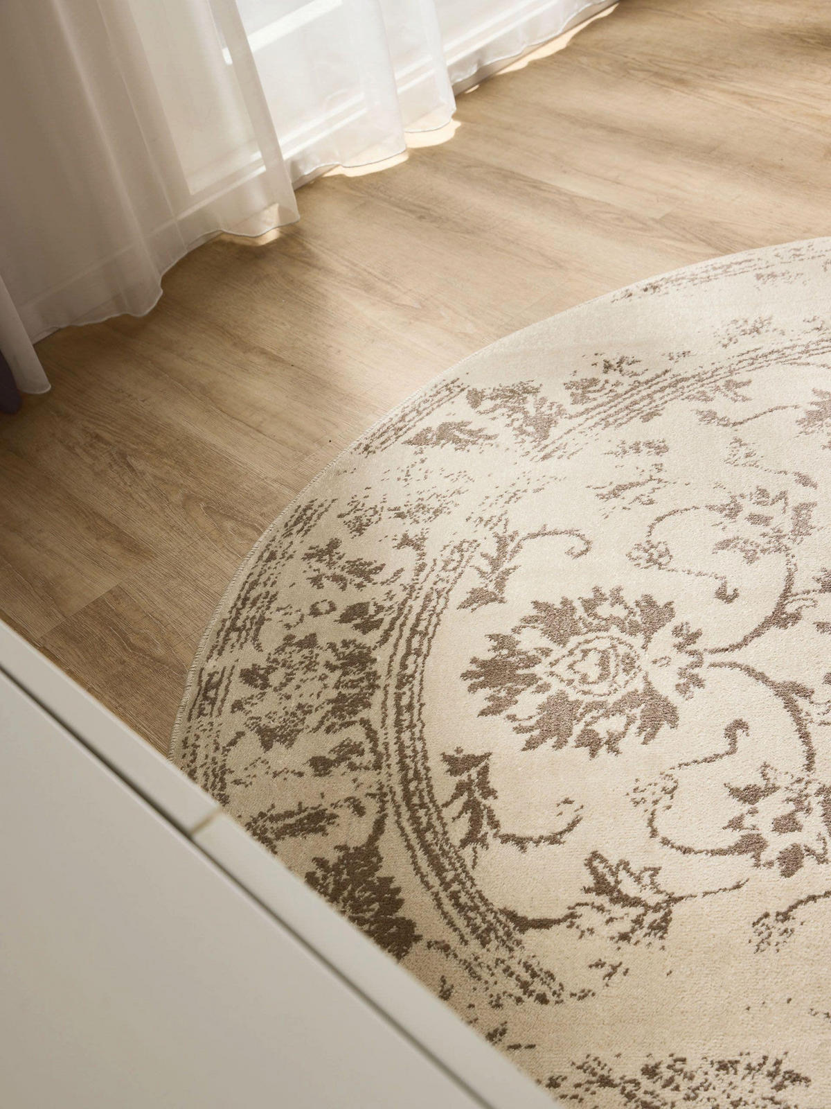 VINTAGE-TEPPICH Suki ø 160 cm rund - Creme/Braun, Kunststoff (160/160cm) - benuta