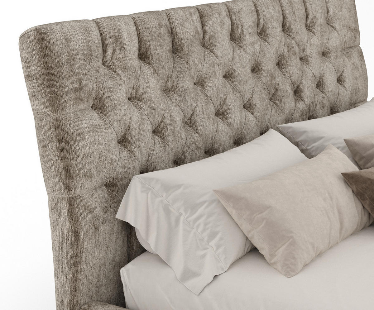 POLSTERBETT Vezzola Beige 140/200 cm im Chenille-Stoff - Beige/Naturfarben, Holz/Holzwerkstoff (140/200cm) - Maison de Reve