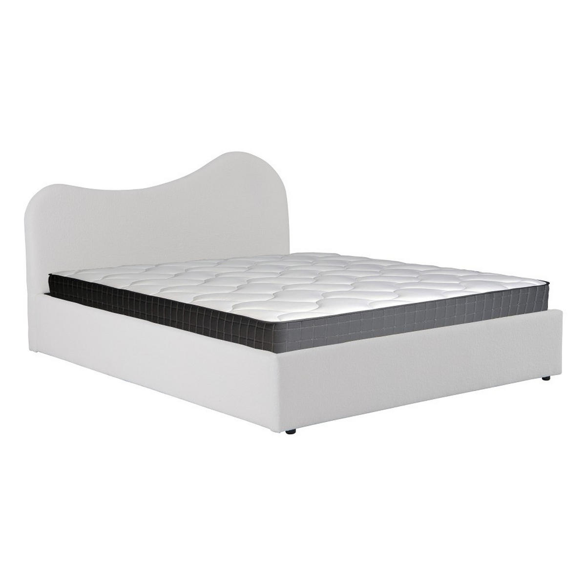 BETT MIT STAURAUM 140 x 190 CM COCOON+ LATTENROST / Stoff Bouclette Weiß - Weiß, Holzwerkstoff (140/190cm) - Weber Industries