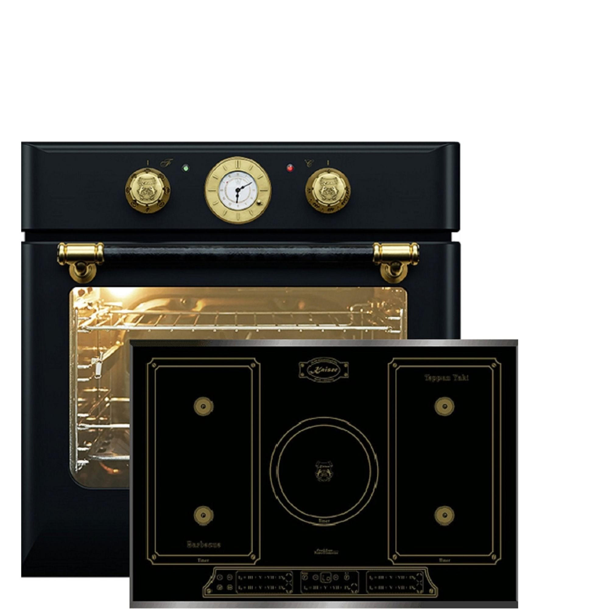 ELEKTRO-BACKOFEN 60 cm EH 6432 BE +KCT 7797 FI Em Induktions-Kochfeld 77 cm - Schwarz, Metall (59/59/54cm) - Kaiser Küchengeräte