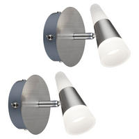 LED WANDLEUCHTE FRISO Metall Silber 2er Set - Silberfarben, Metall (12/14/13cm) - Globo Lighting