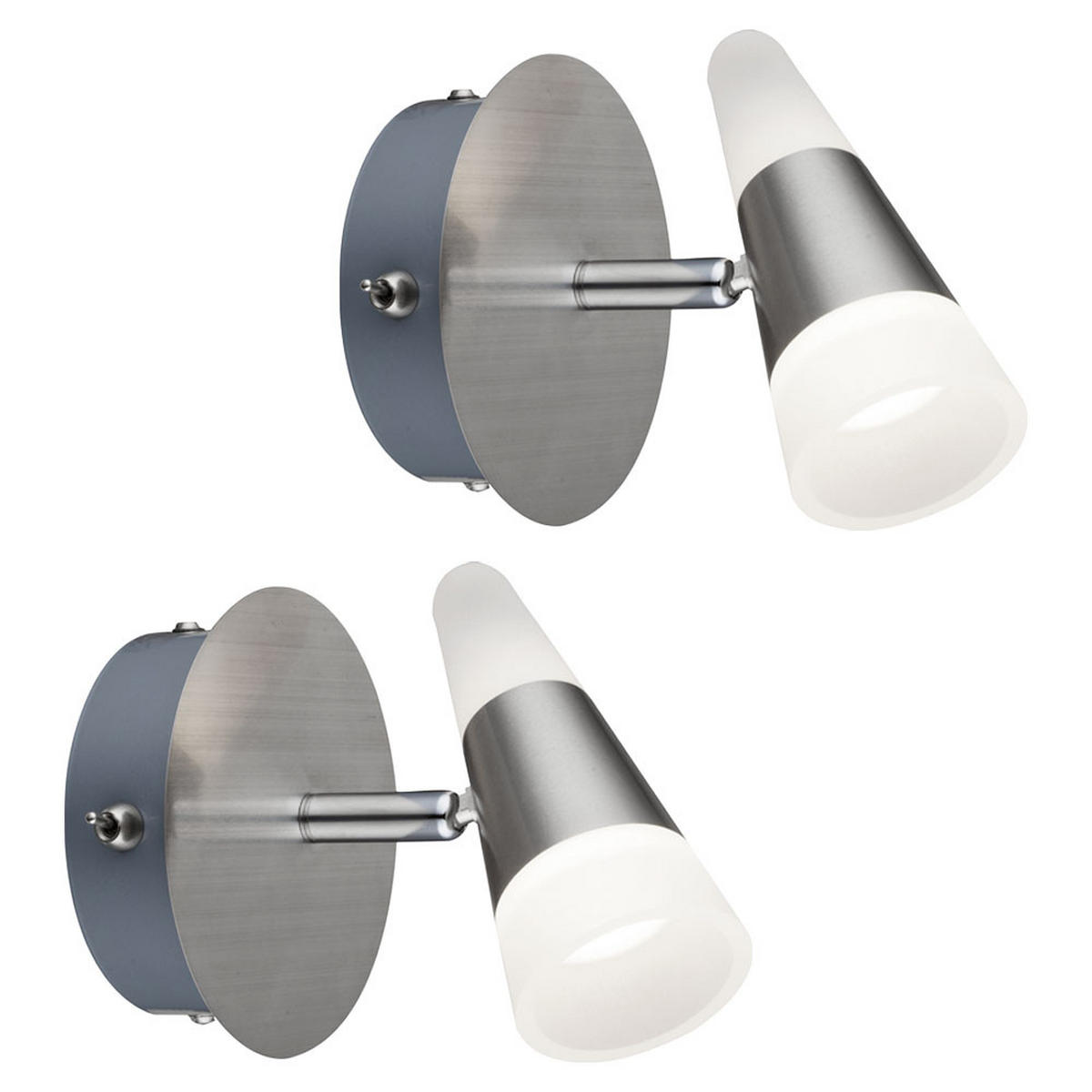 LED WANDLEUCHTE FRISO Metall Silber 2er Set - Silberfarben, Metall (12/14/13cm) - Globo Lighting