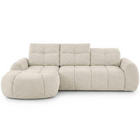 ECKSOFA Sorel Mini mit Automatisch verstellbarer Sitztiefe und Kopfstützen, links, Beige - Sandfarben, Textil (190/275cm) - Beautysofa