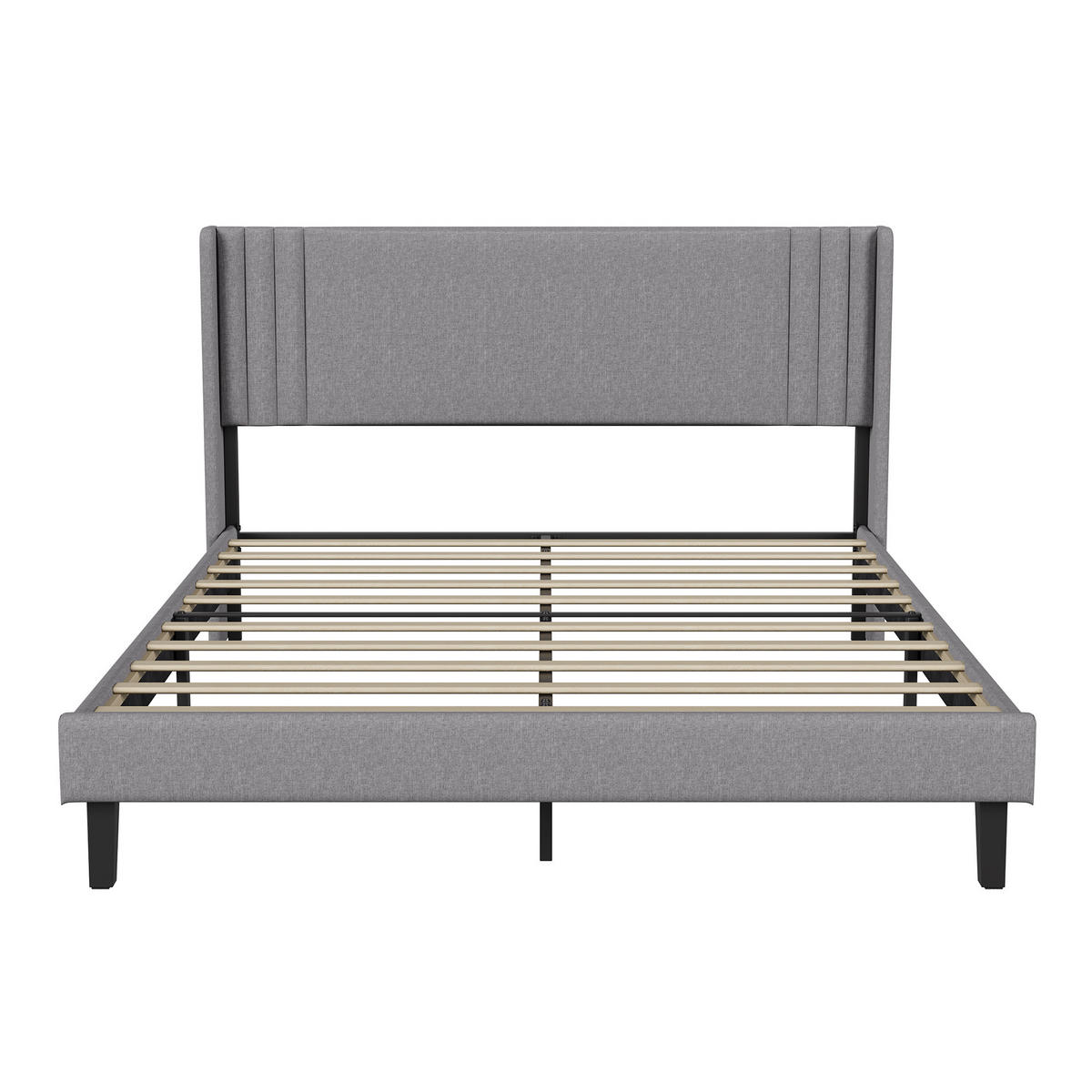 POLSTERBETT 140x200 cm Doppelbett mit Lattenrost, Leinenstoff Grau - Grau, Metall (140/200cm) - EuroLiving
