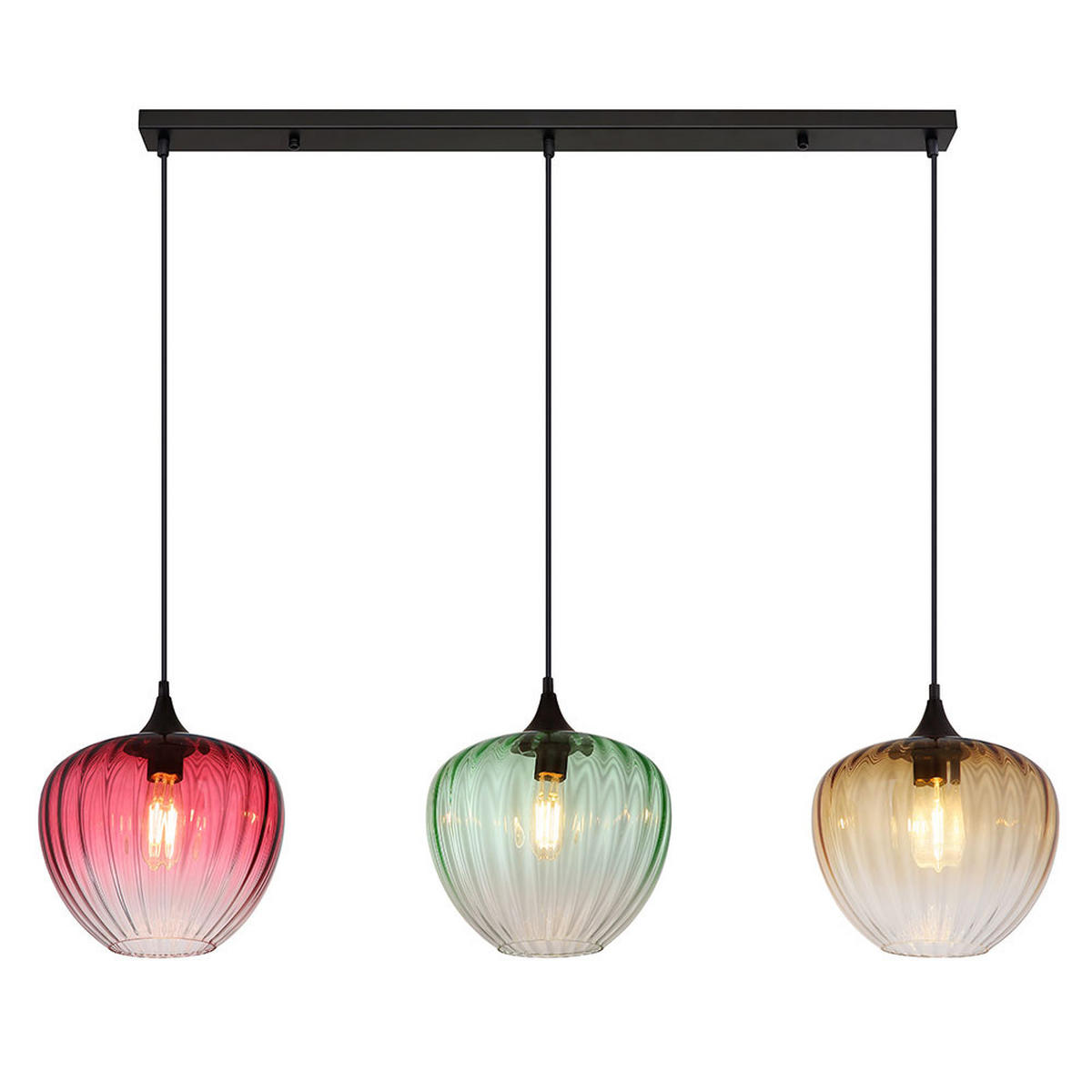 LED PENDELLEUCHTE SOLVEIG Metall Schwarz höhenverstellbar - Schwarz, Glas (119/29/150cm) - Globo Lighting