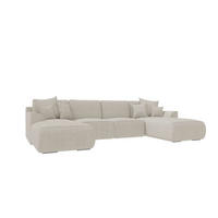 WOHNLANDSCHAFT GUSTO Cordstoff Greige inkl. Schlaffunktion - Chromfarben/Greige, Kunststoff/Textil (306/96/194cm) - 99rooms