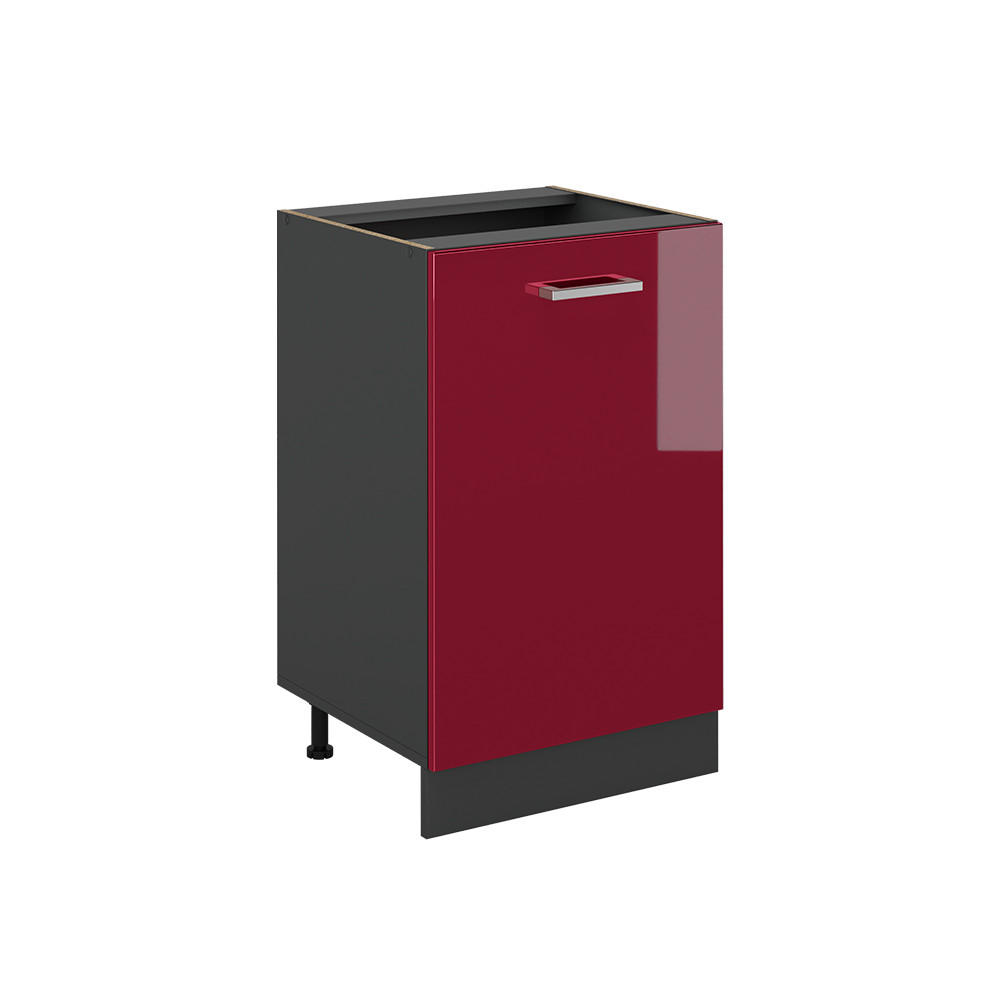 KÜCHENUNTERSCHRANK R-Line, Rot Hochglanz/Anthrazit, 50 cm ohne Arbeitsplatte - Anthrazit/Rot, Holzwerkstoff (50/81.6/46cm) - Vicco