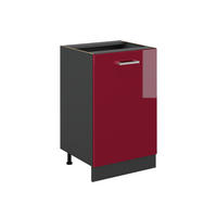 KÜCHENUNTERSCHRANK R-Line, Rot Hochglanz/Anthrazit, 50 cm ohne Arbeitsplatte - Anthrazit/Rot, Holzwerkstoff (50/81.6/46cm) - Vicco