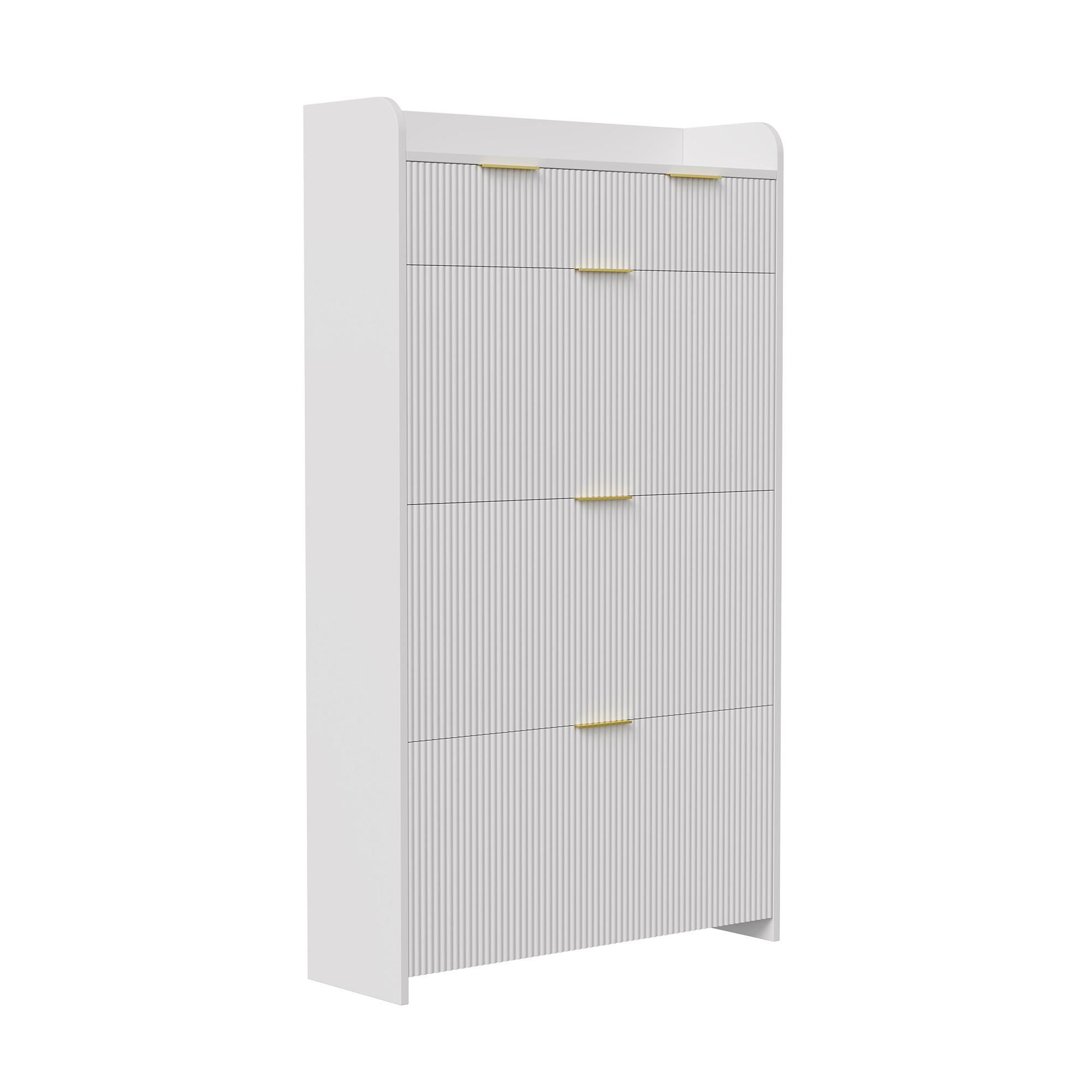 SCHUHSCHRANK 80cm Eiche-Optik mit Rattan-Front & 3 Fächern, Modern - Weiß, Holz (24.2/133.5/77.1cm) - CASIVA