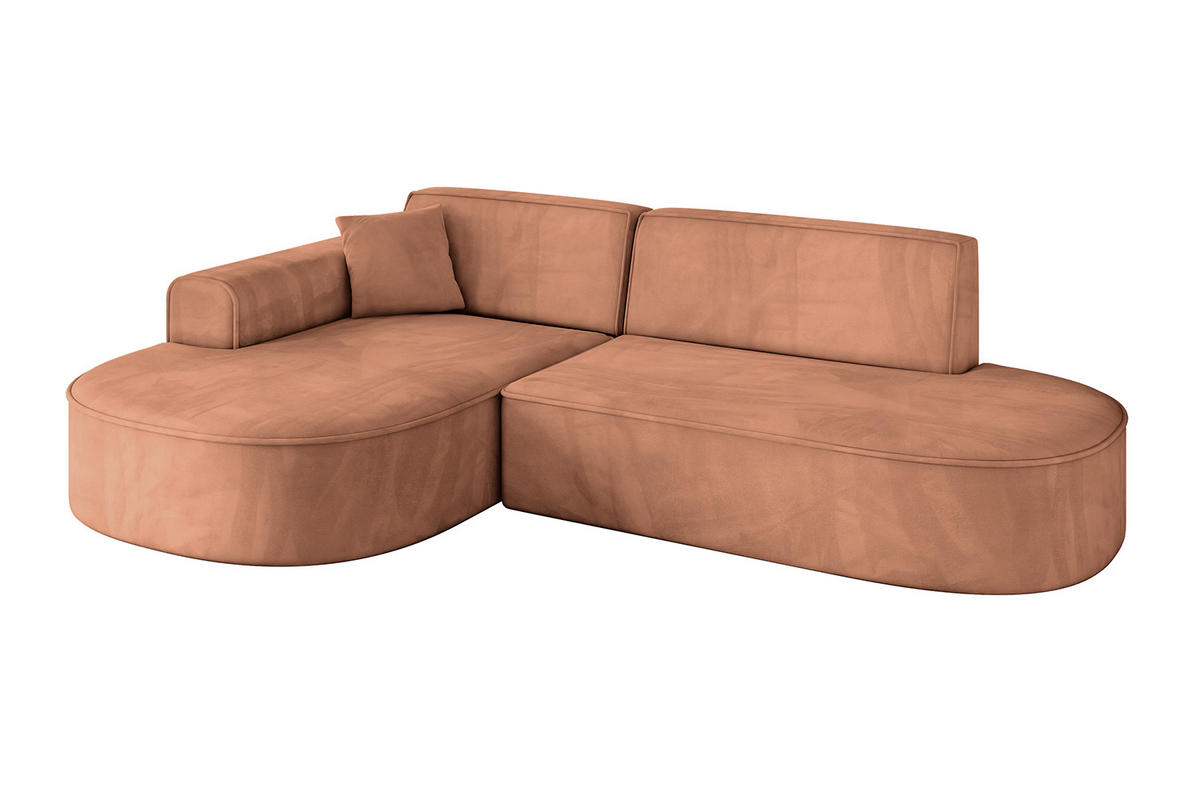 ECKSOFA Ottomane Links MARI-L1 - 243x171x79 cm Orange Velours - Schwarz/Orange, Holzwerkstoff/Kunststoff (243/171cm) - ALTDECOR