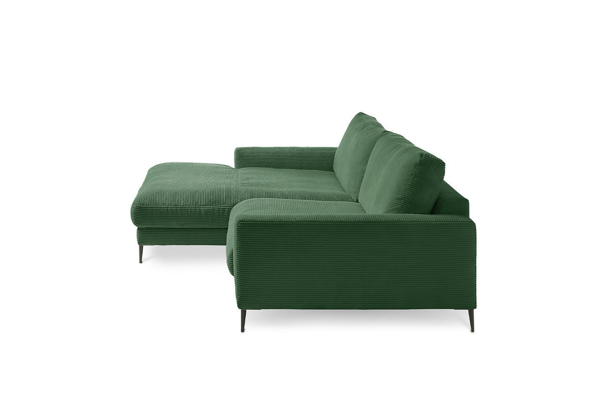 ECKSOFA CARA Smaragdgrün Cord - Smaragdgrün/Dunkelgrün, Textil/Metall (272/190cm) - KAWOLA
