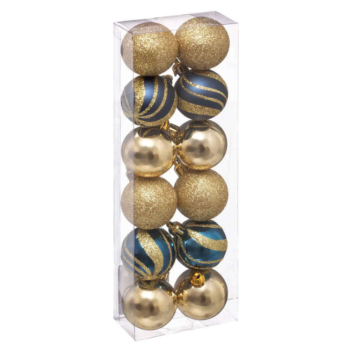 WEIHNACHTSKUGELN 4 cm 12er-Set - Blau/Goldfarben, Kunststoff (4/5.3/4cm) - Atmosphera Createur d´interieur