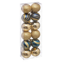 WEIHNACHTSKUGELN 4 cm 12er-Set - Blau/Goldfarben, Kunststoff (4/5.3/4cm) - Atmosphera Createur d´interieur