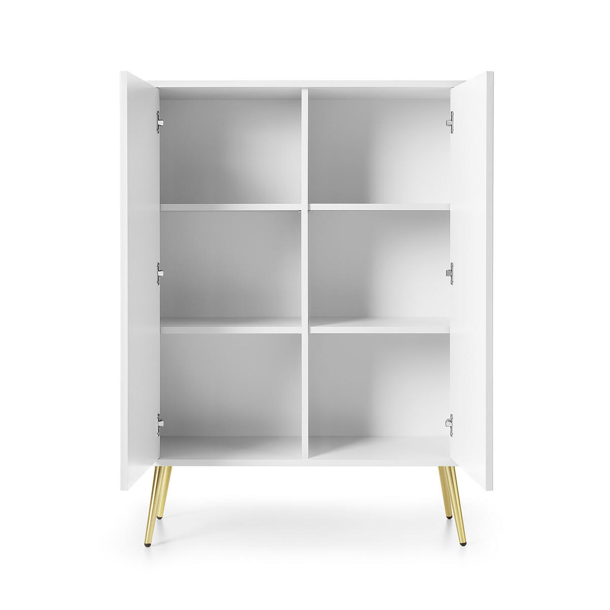 HIGHBOARD ZENZERO 103/129/39 cm mit 2 Türen Weiß - Goldfarben/Weiß, Holzwerkstoff (103/129/39cm) - MASSENO