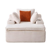 SOFA mit Schlaffunktion, Chaise Lounge, 3 Kissen, Beige, Cordstoff - Beige, Kunststoff (112/63/165cm) - Meubliv