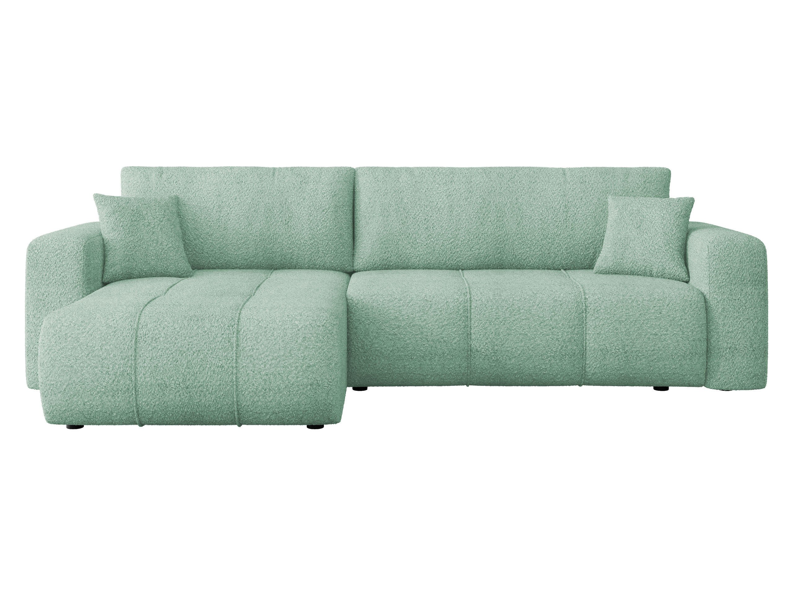 ECKSOFA Furyn Maxi Boucle - Schwarz/Mintgrün, Holzwerkstoff/Kunststoff (274/145cm) - MIRJAN24