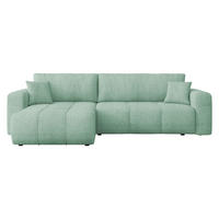 ECKSOFA Furyn Maxi Boucle - Schwarz/Mintgrün, Holzwerkstoff/Kunststoff (274/145cm) - MIRJAN24