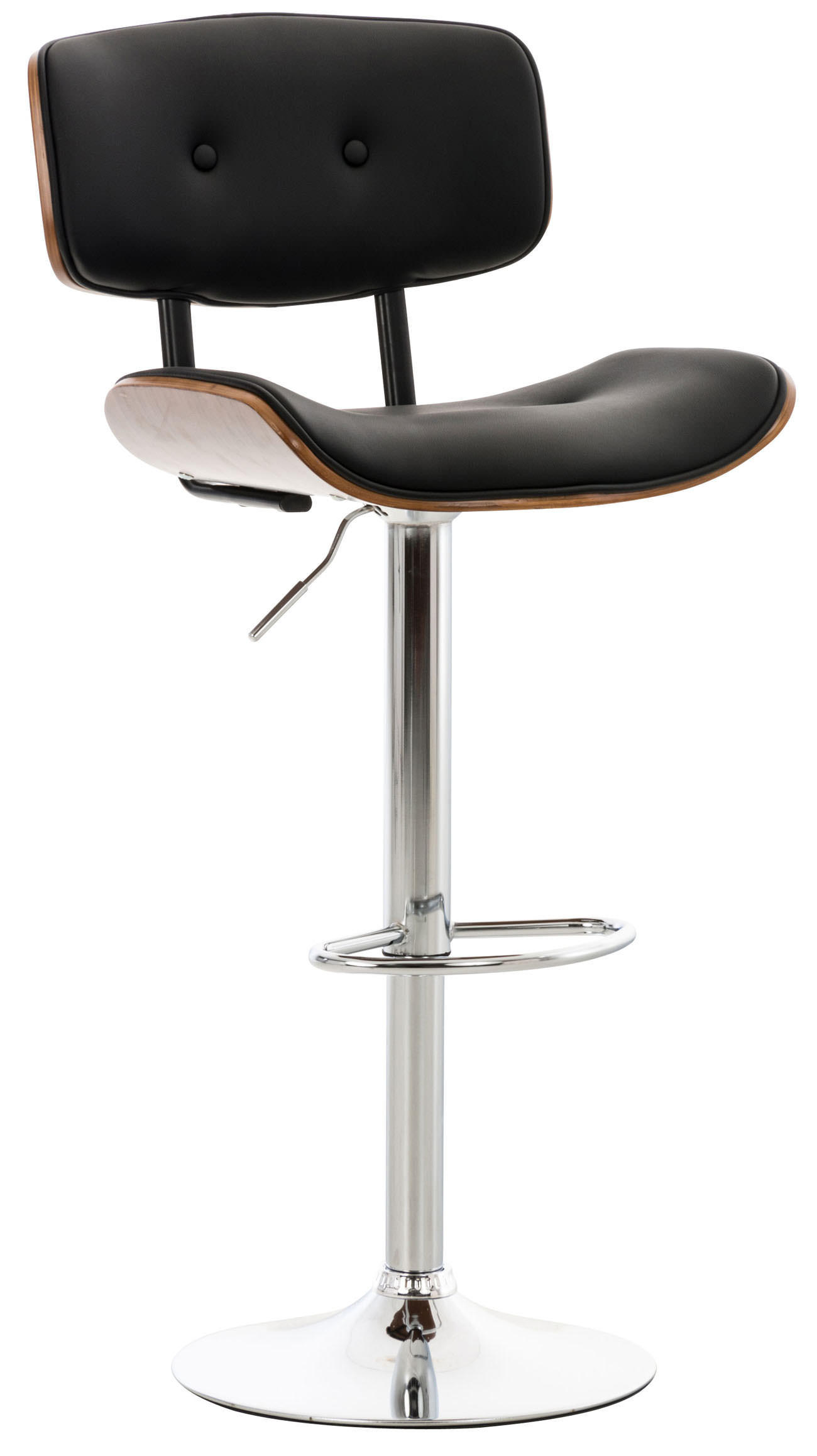 BARHOCKER Lederlook walnuss/schwarz - Chromfarben/Walnussfarben, Textil/Metall (50/94/56cm) - CLP