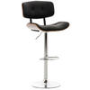BARHOCKER Lederlook walnuss/schwarz - Chromfarben/Walnussfarben, Textil/Metall (50/94/56cm) - CLP