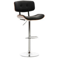 BARHOCKER Lederlook walnuss/schwarz - Chromfarben/Walnussfarben, Textil/Metall (50/94/56cm) - CLP
