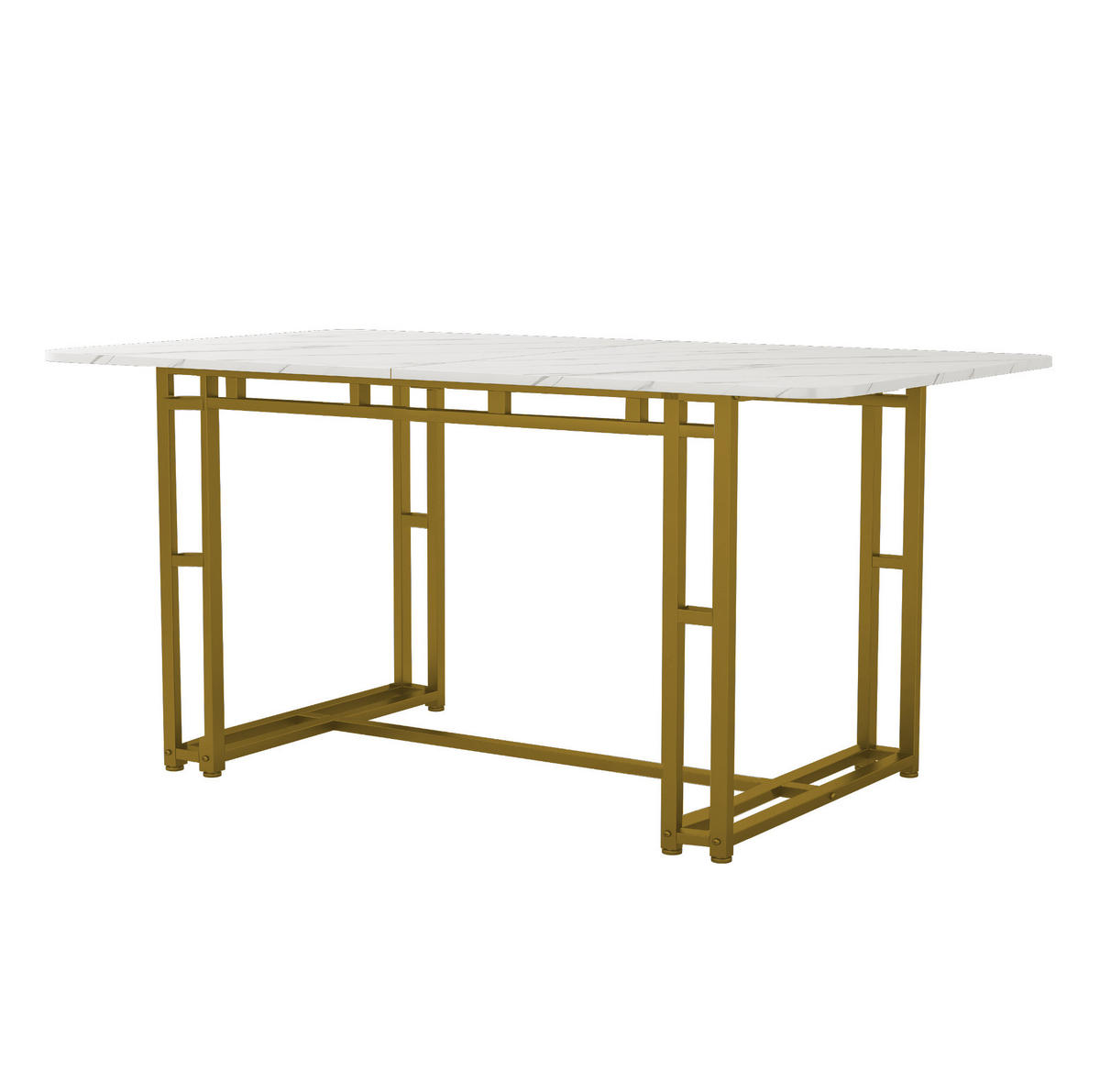 ESSTISCH aus MDF 120x70x74 cm Goldfarben mit Metallbeinen und modernem Design - Weiß, Holzwerkstoff (120/70/74cm) - Modfu